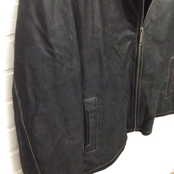 CRUZE men black genuine leather jacket mid season classic plus size 2XL - Picture 5 of 16